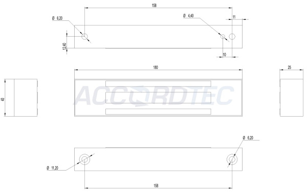 ML-180K с планкой, Электромагнитный замок ACCORDTEC, 200 кг, накладной